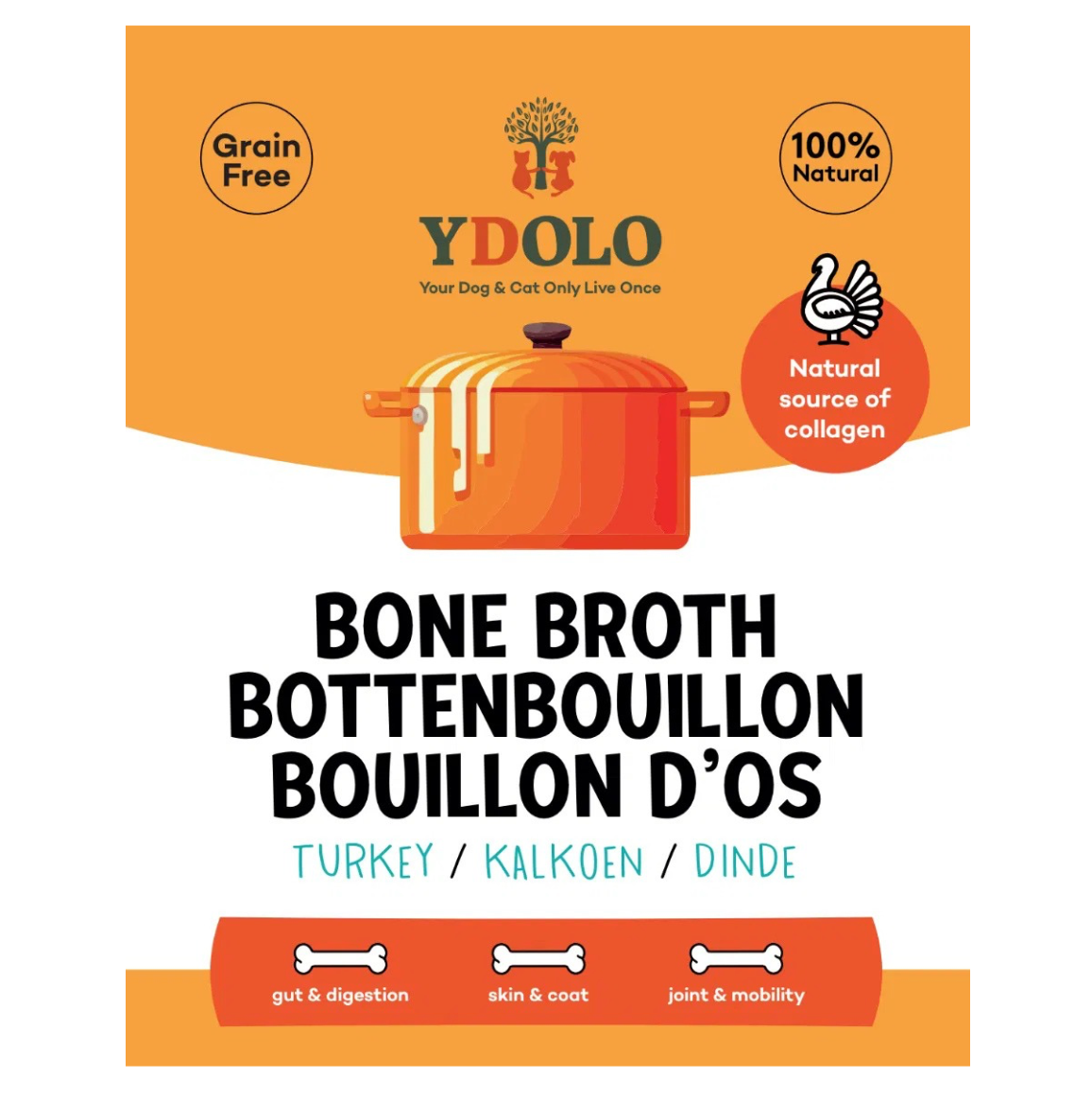 Ydolo | Bottenbouillon | Bio Kalkoen | 230 ml