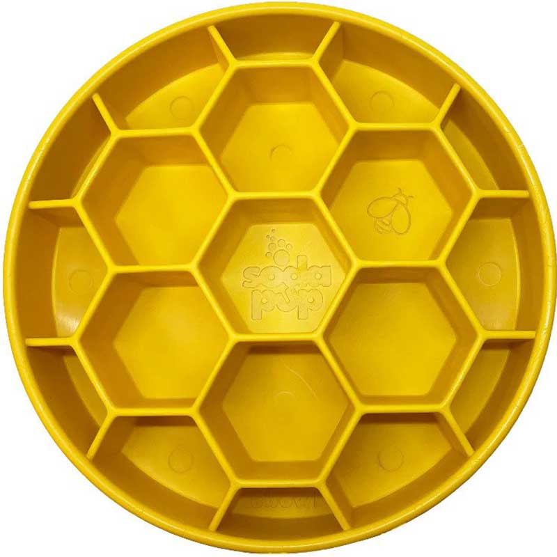 Sodapup | Honeycomb Design | Slow Feeder | Geel | 20 cm